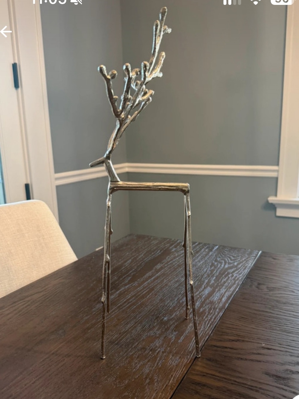 RARE Pottery Barn Silver Metal Twig/Branch Reindeer Deer Medium M 18” Décor